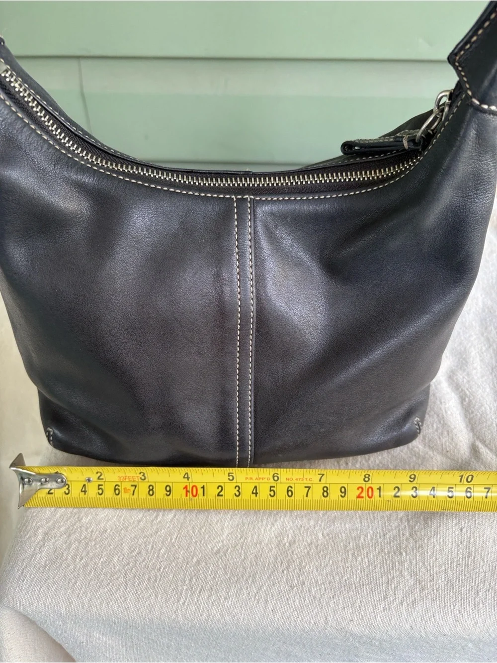 COACH Medium Hobo Leather Shoulder Crossbody Bag in Black with Silver Hardware